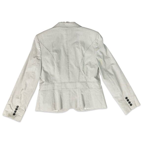 LOFT White Black Thin Pinstripe Blazer sz 12P Wide Leg sz 8 Pant Suit NEW Tags - Picture 6 of 16